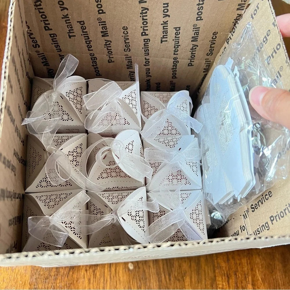 Baptism Favor Boxes Set w/ rosary inside Baby Shower Christening Small Gift Bags - Picture 6 of 10